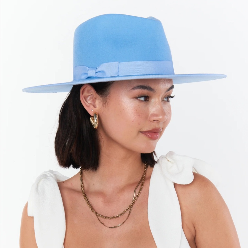 Lack Of Color Sky Blue Wide Brim Wool Fedora